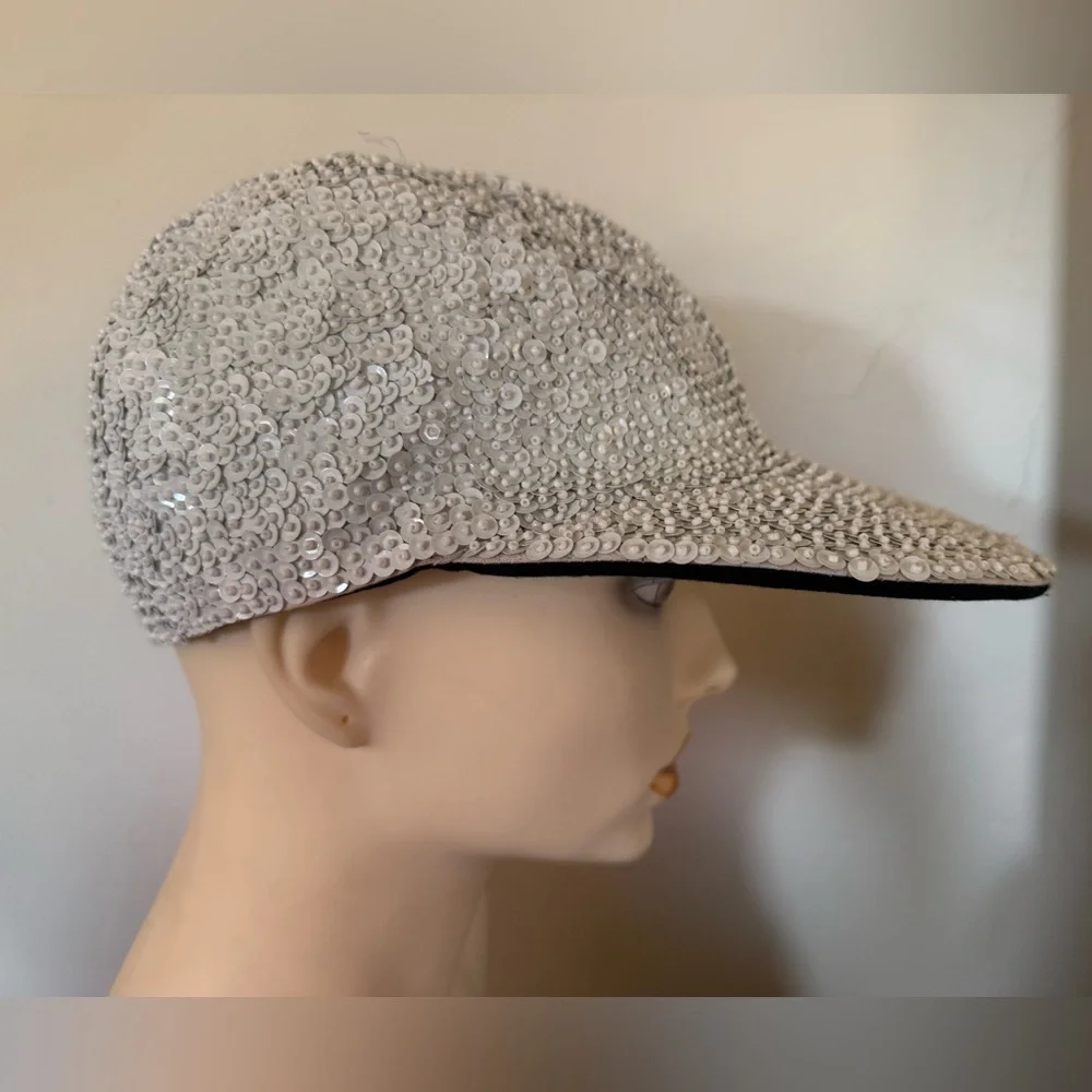 Strapback Hat Off White‎ One Size Lightweight Embellished Sequin Indonesia